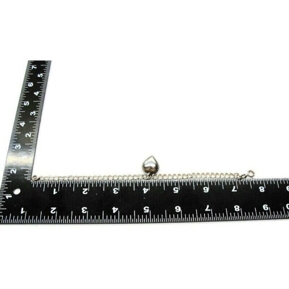 925 Sterling Silver Circle Link Bracelet Puffed Heart Italy SU - Picture 3 of 5